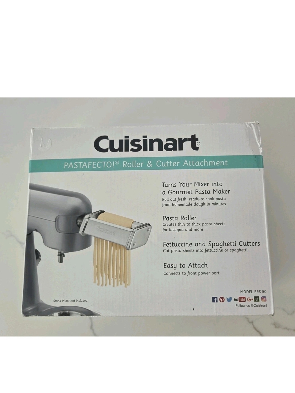 Cuisinart PRS-50 Pasta Roller & Cutter Attachments Stainless Steel New In Box